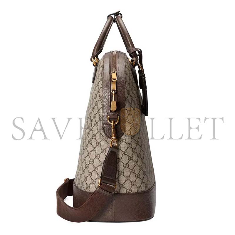 GUCCI GG SUPREME MONOGRAM TEXTURED DOLLAR CALFSKIN WEB SMALL OPHIDIA SAVOY BOWLING TOTE 724654 (43.5*39*21cm)